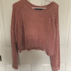 NWT Chenille Blush Pink Cropped Sweater